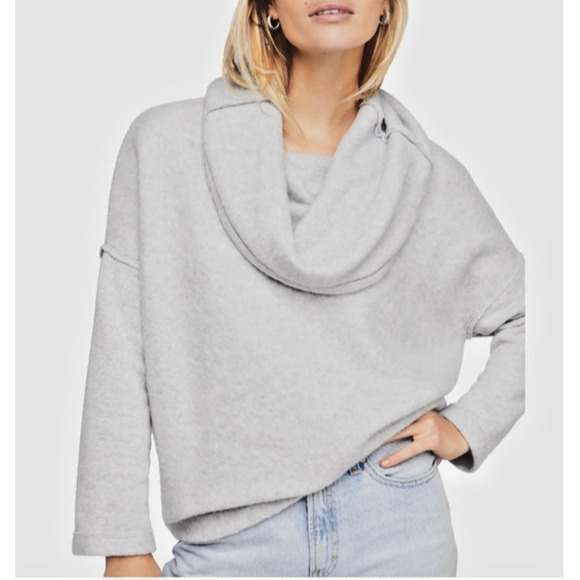Free People Huntington Oversized Pullover Womens S Cowl Neck Sweatshirt Tulip - Picture 3 of 16